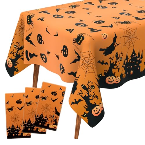 Halloween 3 Pcs Plastic Rectangle Tablecloths Waterproof Party Decor 54x108 Inches