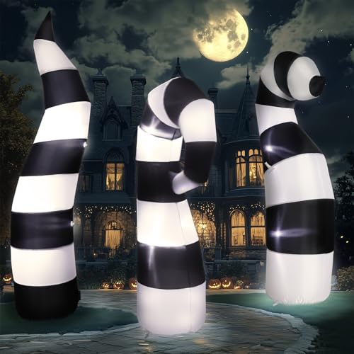 Halloween Inflatable Worm Decor with Built-in LED Lights - 3 Pack, 4.5-6 Feet