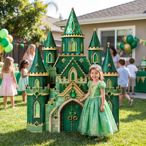 Green Castle Cardboard Cutout - 4.5 ft Halloween Wizard Party Decor - Life Size Photo Booth Standee