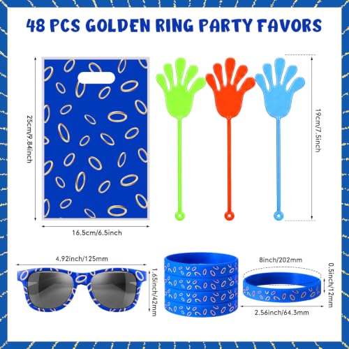 Blue and Gold Ring Party Favor Set - 48 Pieces, Birthday & Celebration