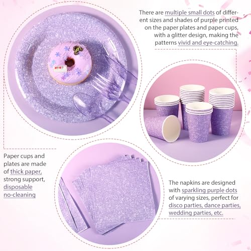 Pastel Purple Party Plates Napkins Set - 175 Pieces Halloween Dinnerware