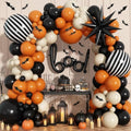 Halloween Balloon Garland Arch Kit - Orange, Black, White Spooky Party Decorations with Variation
