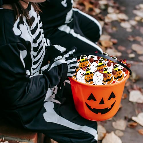 Halloween Lollipop & Candy Holder Cards - 100 Pack with Pumpkin & Ghost Designs