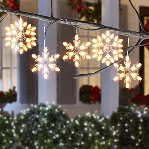 8.5 Ft Snowflake Icicle String Lights with 100 Clear Bulbs for Christmas Holiday Decor