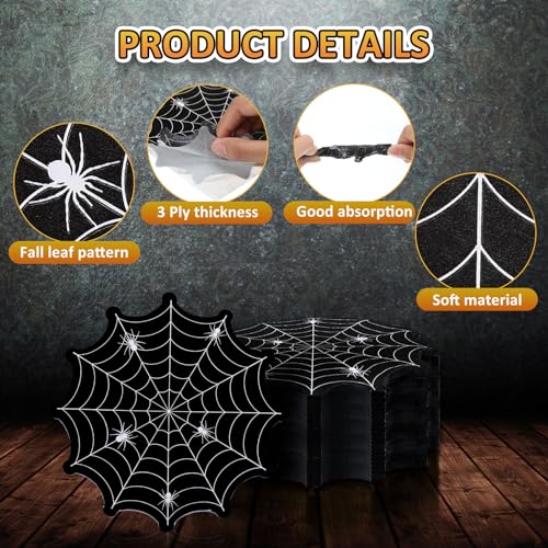 Halloween Spiderweb Paper Napkins Bulk 3-Ply Party Table Decor 100 Pack
