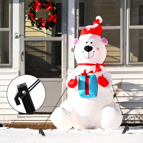 12-Pack Heavy Duty Inflatable Stakes Set with Ropes & Hooks for Outdoor Decorations - Black Plastic Tent Stakes