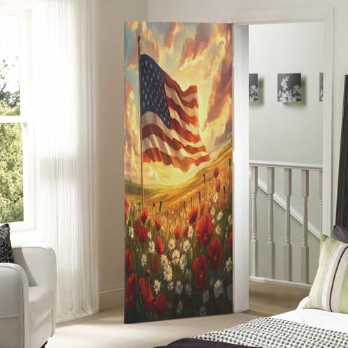 American Flag Door Cover - 35 x 79 Inch Washable Festive Home Decor - Variation of THIS listing