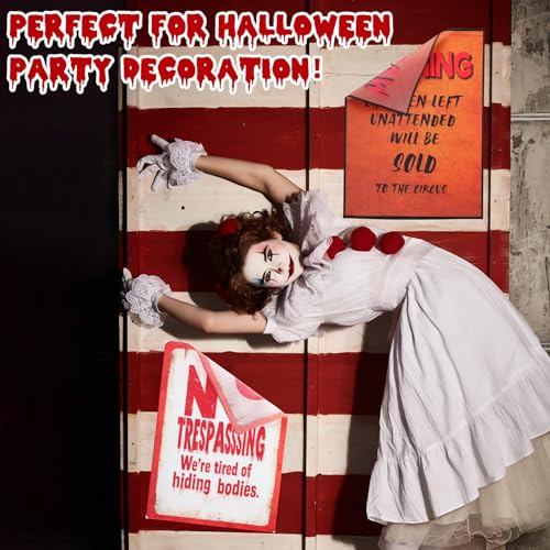 Preboun Halloween Circus Decorations Retro Poster Set - Creepy Carnival Wall Art, 6 Pieces