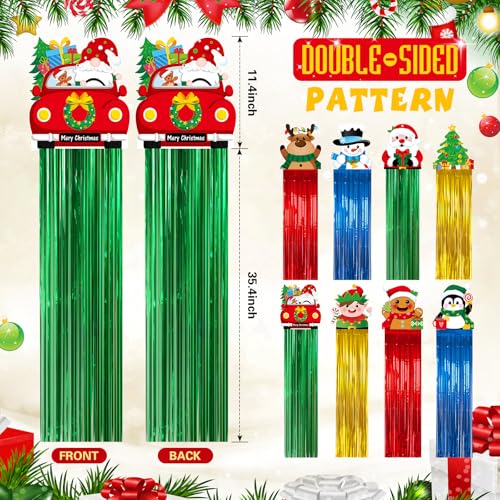 Outdoor Christmas Hanging Decorations Set - Santa, Snowman, Elf & More - 8 Pcs