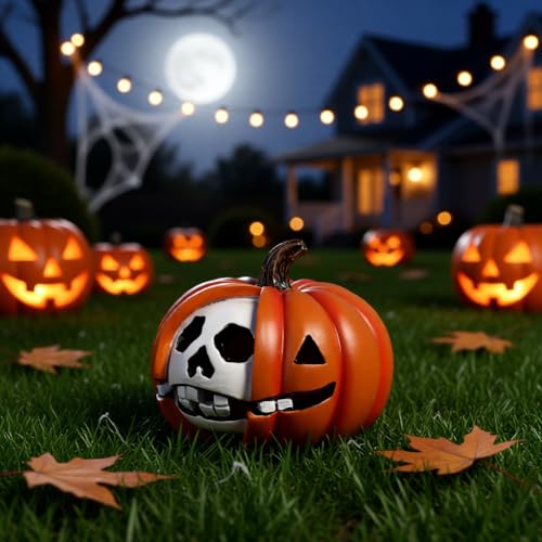 Halloween Resin Jack O Lantern Figurine - Outdoor & Indoor Pumpkin Decor
