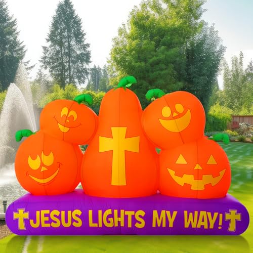 5 ft Christian Halloween Inflatable Pumpkins with LED Lights Outdoor Yard Decor