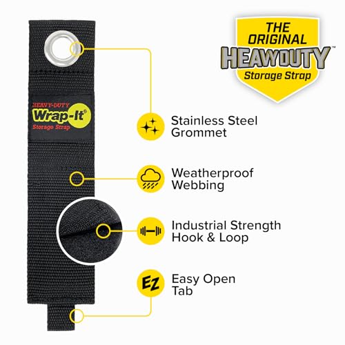 Heavy-Duty Wrap-It Storage Straps - Assorted 6-Pack, Black Tie Cords