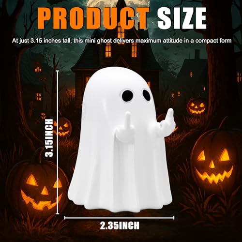 Halloween Ghost Figurine - Spooky Resin Tabletop Decor with Funny Face