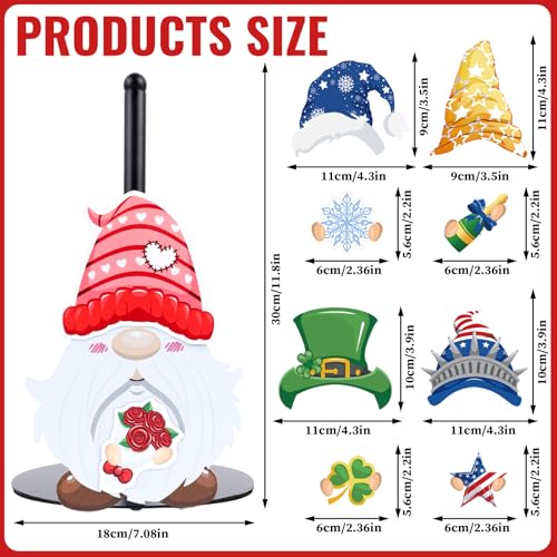 Interchangeable Holiday Gnome Paper Towel Holder with Seasonal Magnets - Kitchen & Home Decor