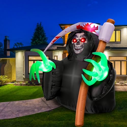 Halloween Inflatable Grim Reaper Outdoor Decor with Built-in LEDs - 7.2FT