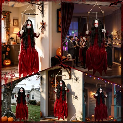 55-Inch Hanging Ghost Doll Halloween Outdoor Indoor Decor with Sound & Light