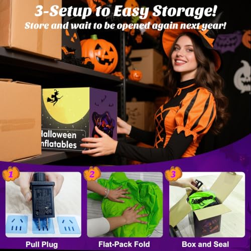 10FT Tall Inflatable Alien with UFO Halloween Outdoor Decoration - Sci-Fi Yard Inflatable with Lights & Stakes