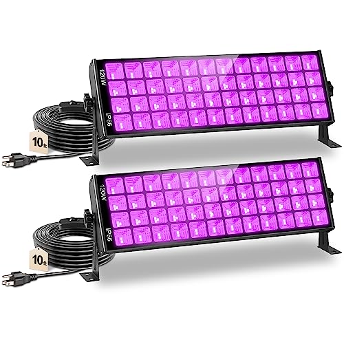 120W Waterproof Black Light for Glow Party Halloween - 2 Pack