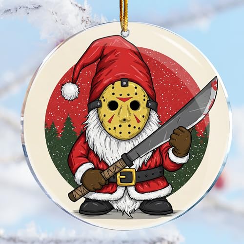 Funny Gnome Halloween Christmas Ornament - Acrylic Gnome Decor - 3.6 Inch
