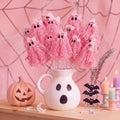Pink Halloween Ghost Stem Picks - 12 Inch Glitter Ghost Decorations - Set of 12