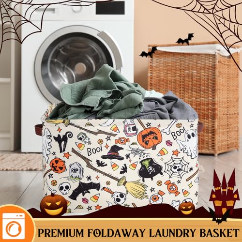 Halloween Ghost Basket with Handles Large Boo Basket - Pumpkin Variation