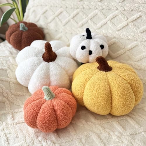 Pumpkin Plush Cushion - 14 Inch Polka Dots Halloween Fall Decor, Sofa Pillow