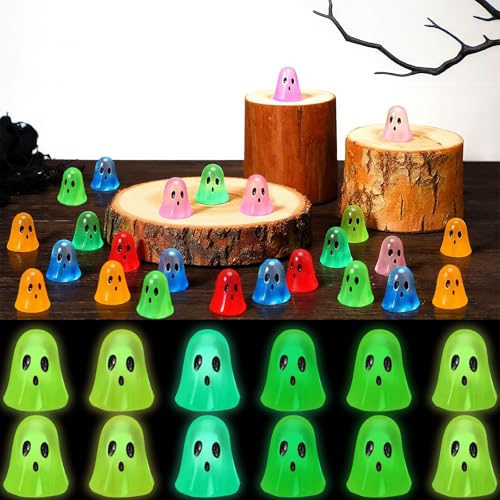 Halloween Mini Resin Ghost Figurines Glow in Dark Set - 90 Pieces