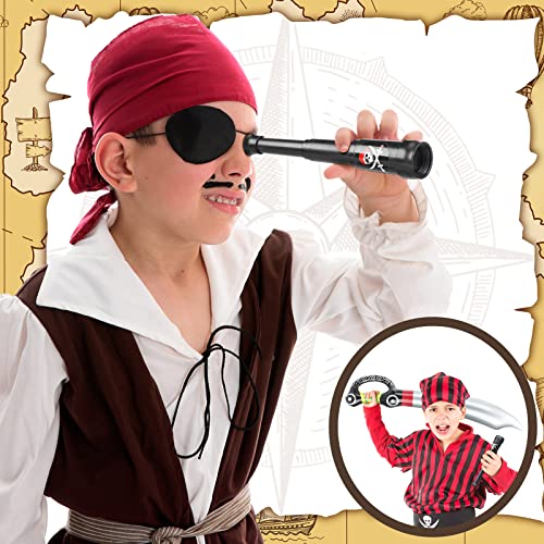 Pirate Costume Accessories Set with Inflatable Swords and Telescope for Kids