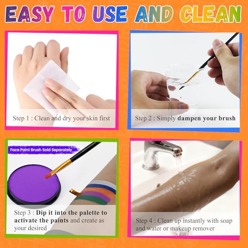 Purple Water Based Face Paint for Halloween - Vibrant & Fast-Drying, 1.06 oz - Variation: Purple