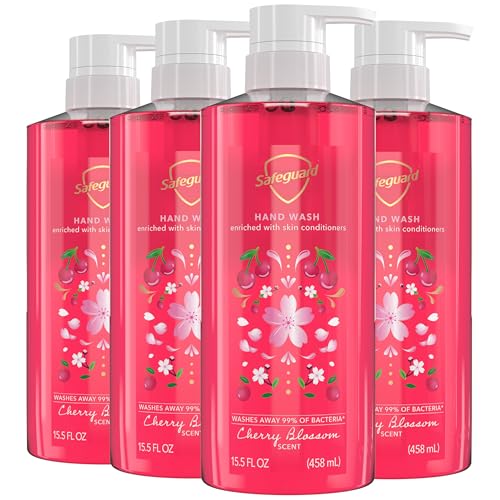Liquid Hand Soap with Micellar Deep Cleansing & Cherry Blossom Scent - Pack of 4, 15.5 oz