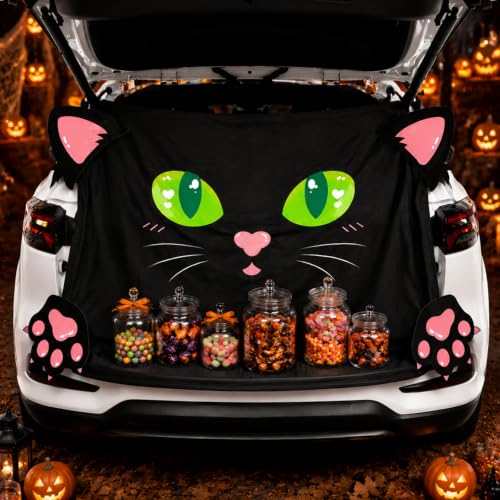Halloween Black Cat Car Decorations Kit for SUV Trunk & Home Entryway