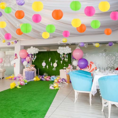 Neon Paper Lanterns Party Decorations - Set of 20 for Neon & Glow Parties