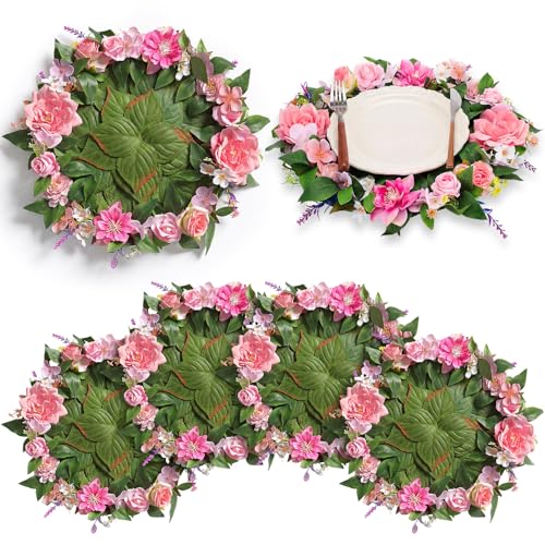Artificial Wildflower Placemat Set - 9.4 Inch Tropical Table Decor