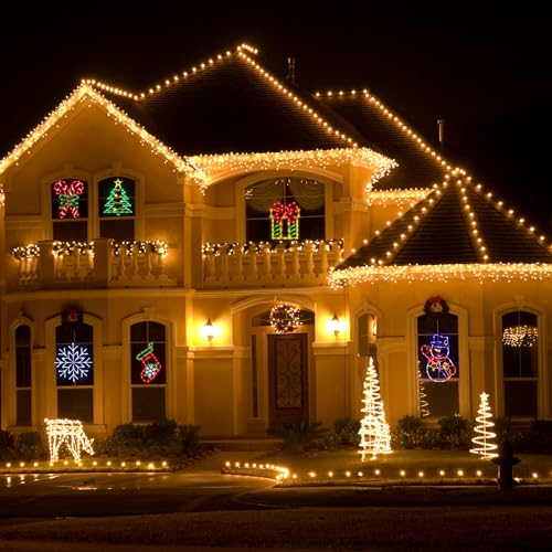 16-Inch Christmas Window Silhouette Lights with Snowflake Gift Tree Snowman Candy Cane Variations