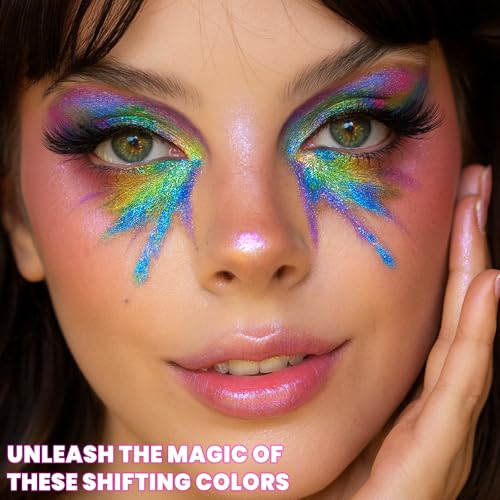UCANBE Multichrome Chameleon Eyeshadow Palette - 4 Color Holographic Metallic Glitter