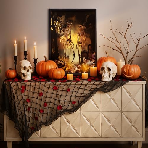 Large Lighted Halloween Wall Art - Skeleton Forest Scene with Built-In LED Glow - 28"L x 20"W - Gothic Haunted Decor