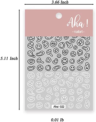 Twisted Face Black & White Nail Art Stickers - 2 Sheets DIY Decals for Ladies & Kids