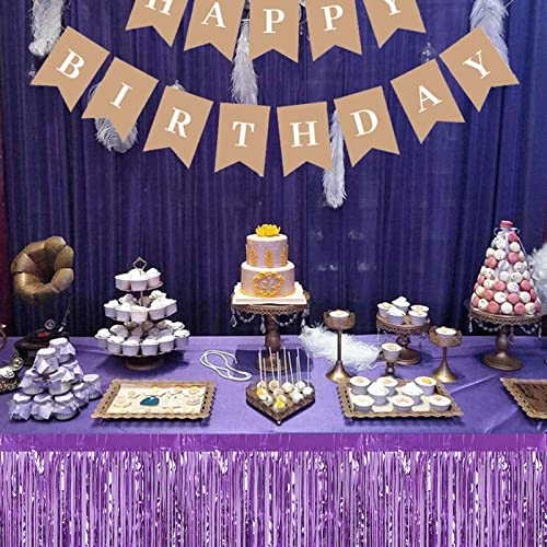 Light Purple Metallic Foil Fringe Table Skirts 6 Pack for Party Decor