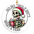 Funny Skeleton Christmas Ornament - Santa Skull Lights Keepsake - Dark Humor Holiday Decor
