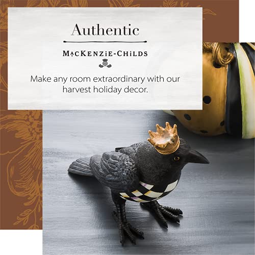 Halloween Crow Figurine with Gold Crown and Checkered Breast - Indoor Decor