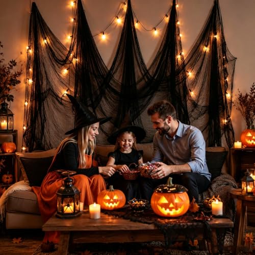 Halloween Creepy Cloth Black 85x197in - Spooky Holiday Decorations