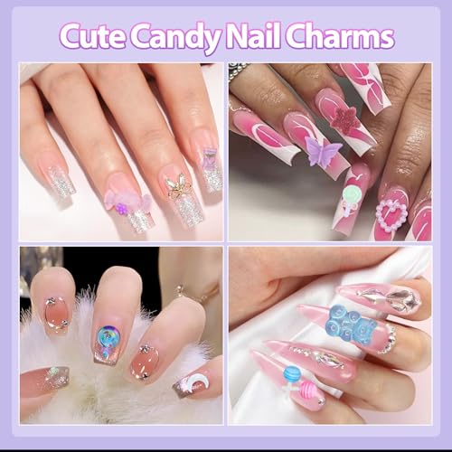 3D Acrylic Candy Nail Charms Set - Multicolor Lollipop Sweet Nail Art Decorations