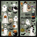 Halloween Window Clings - 6pcs Cute Spooky Ghost Pumpkin Black Cat Stickers - Style 22