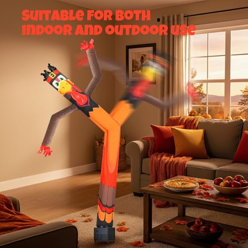6ft Pumpkin Turkey Inflatable Tube Dancing Man with Blower - Thanksgiving Day Decoration