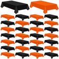Halloween Plastic Tablecloth Set - 24 Pcs Black and Orange Disposable Cover