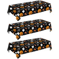 Halloween Pumpkin Ghost Tablecloth Set - Disposable 54x108 Inches, 3 Pack