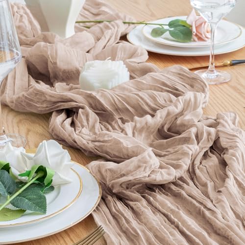 Nude Pink 12-Pack 10FT Cheesecloth Table Runners - Boho Rustic Elegant Decor