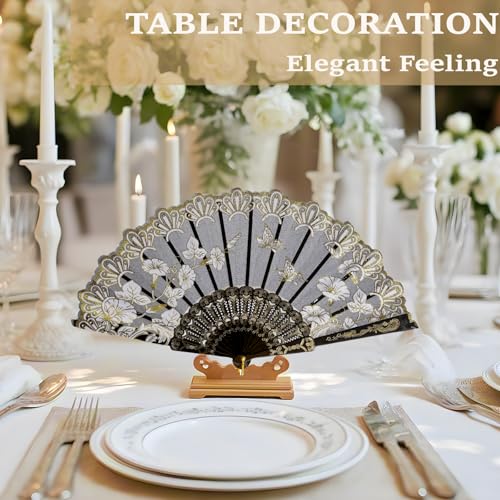 Black 30 Pack Folding Hand Fans - Spanish Style Wedding & Party Fans