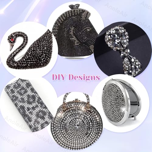 Bedazzling Rhinestone Kit 12000pcs Black Silver Flatback Gems S12