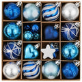 Christmas Heart Shaped Ball Ornament Set - Blue Silver - 28pcs